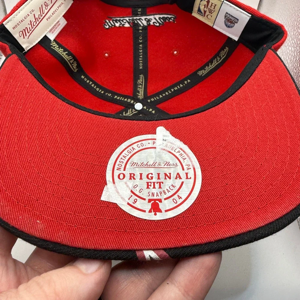Mitchell & Ness New Jersey Nets Snapback Hat Red Black NBA Original‎ Fit Cap